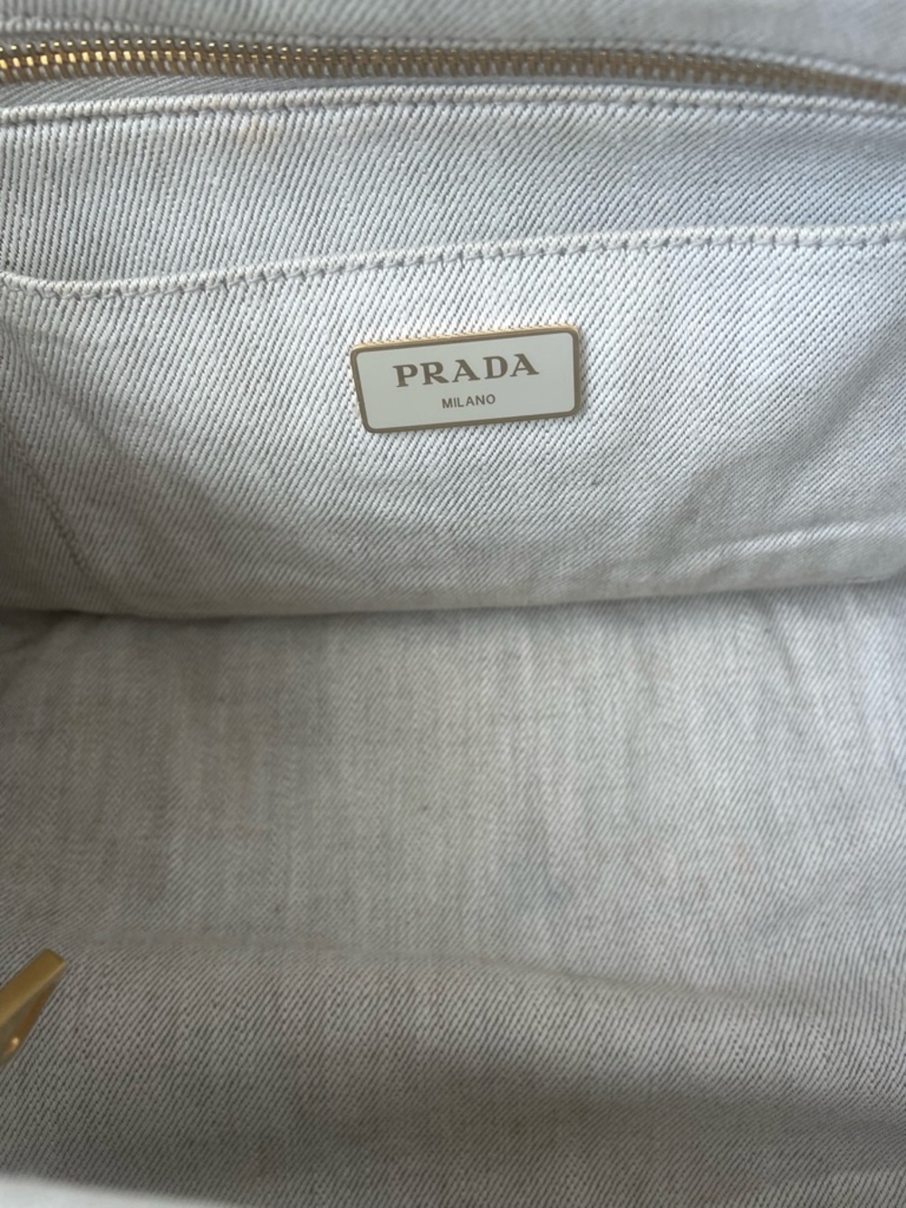PRADA Gray Canvas Tote with Original Shoulder Strap - Picture 6 of 14